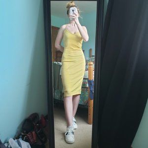Forever 21 Yellow Striped Midi Dress